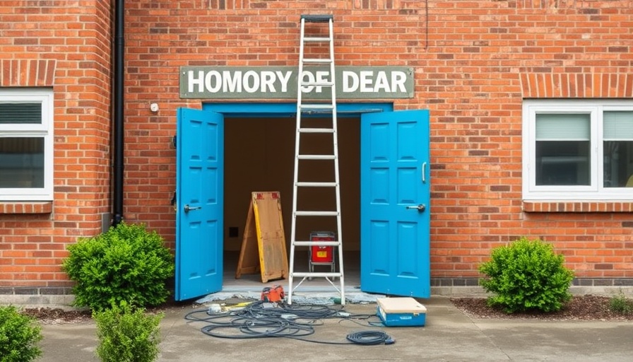 Luzerne County flood authority renovations with open doors and ladder.