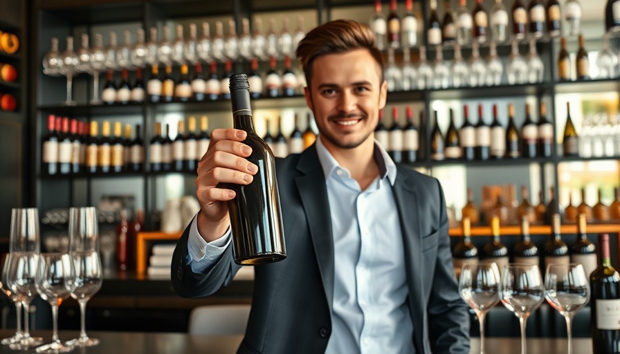 Comparative wine tasting in DFW, man presenting wine, stylish bar.