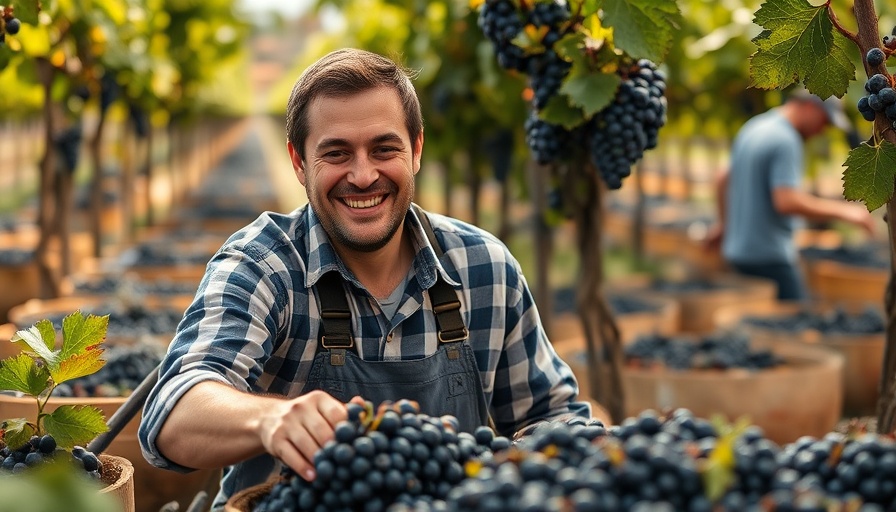 Merry Edwards Winery worker sorting grapes in vineyard.