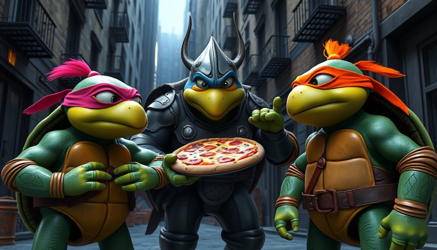 Cartoon characters at Dallas Fan Festival with urban backdrop.