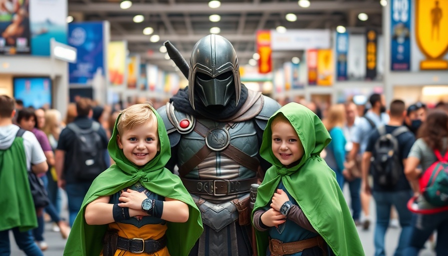 Cosplay moment at Fan Expo Dallas 2025 with kids and warrior.