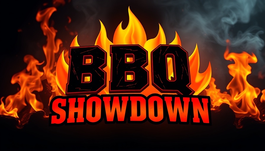 Texas Motor Speedway BBQ Showdown fiery logo design.