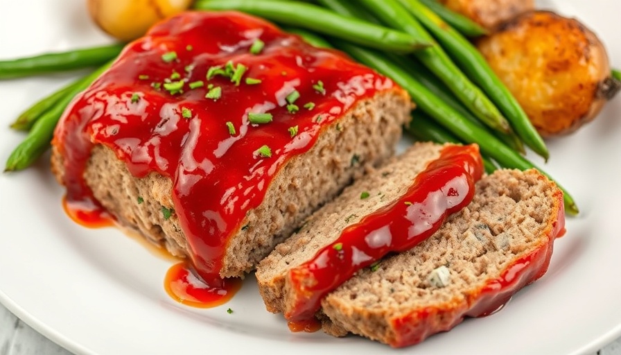 Dairy free and egg free meatloaf with potatoes and green beans.