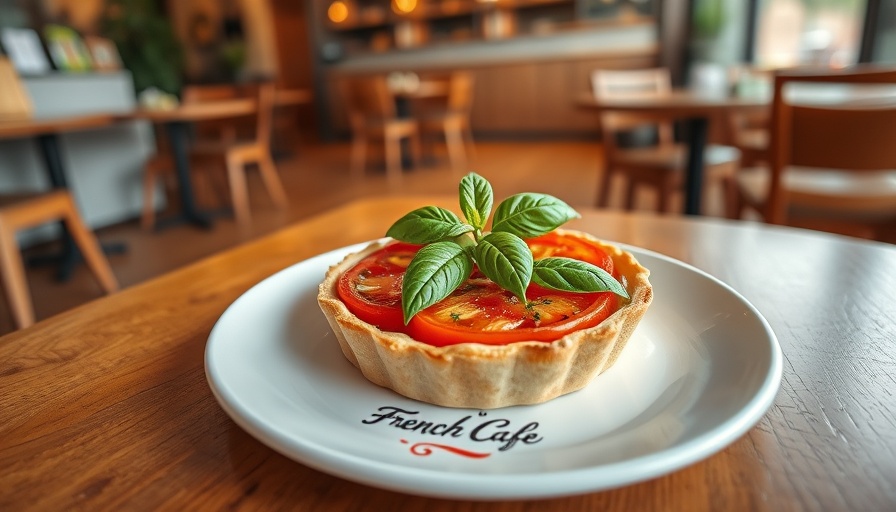 Colorful tomato tart at French cafe in Preston Center.