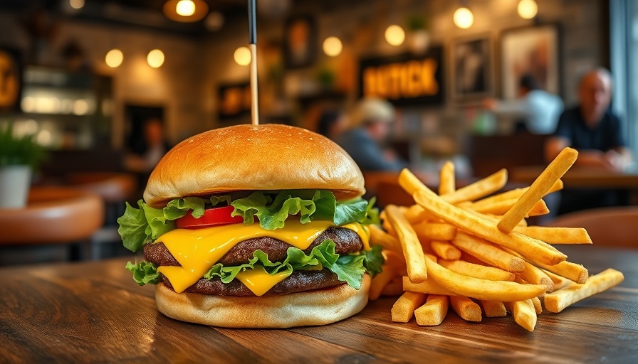 Juicy cheeseburger with crispy fries, showcasing burgers with personality.