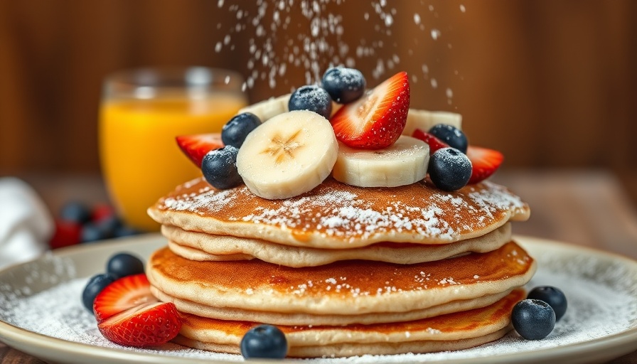 Keke’s Breakfast Cafe Fall Menu highlights pancakes with fruit toppings and juice.