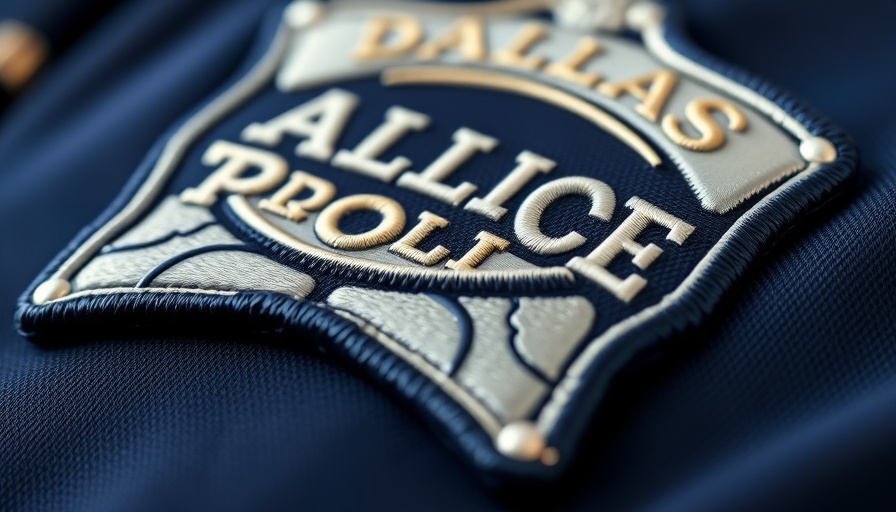 Dallas Police Department badge close-up showing detailed embroidery.
