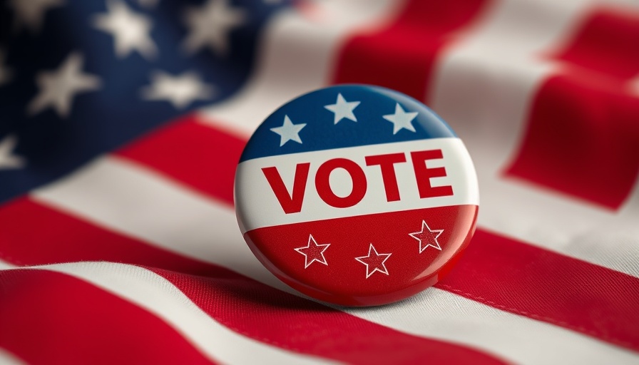 Close-up of a 'Vote' button on an American flag, Texas Voter Registration Deadline.