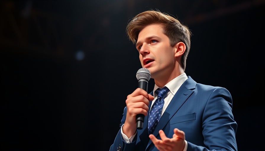 Charlie Kirk Vigil in Wilkes-Barre speaker with microphone and stage lighting.
