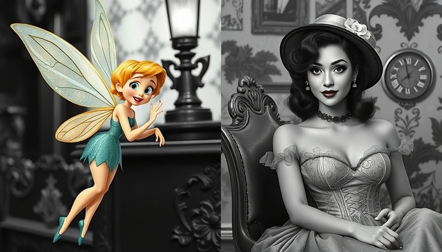 Classic Tinkerbell next to vintage model in contrasting styles.