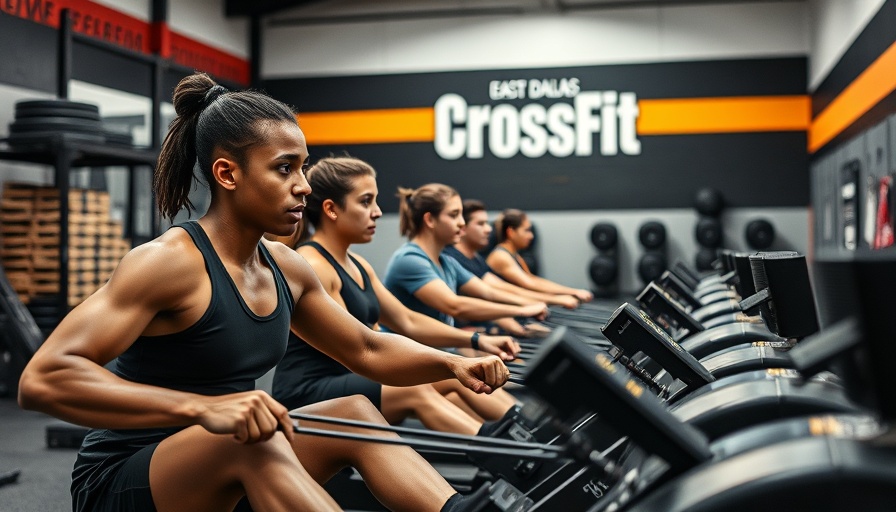 Focused athletes rowing at East Dallas CrossFit gym