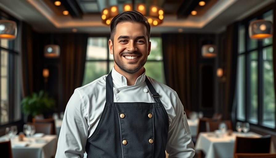 Monarch Autumn Chef’s Tasting Menu: Smiling chef in elegant dining setting.
