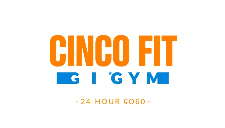 Cinco Fit gym logo with bold text for 24-hour access.
