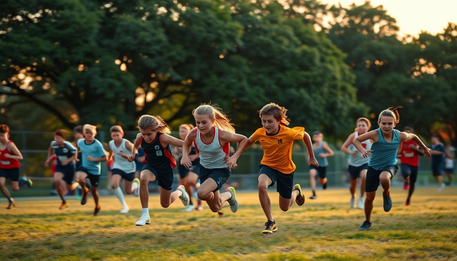 Athletes racing at Wylie cross country event in Alabama, late afternoon.