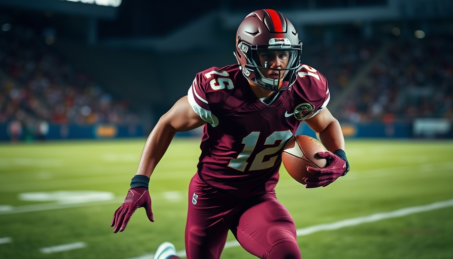 Naaman Forest Football Victory player running with ball.