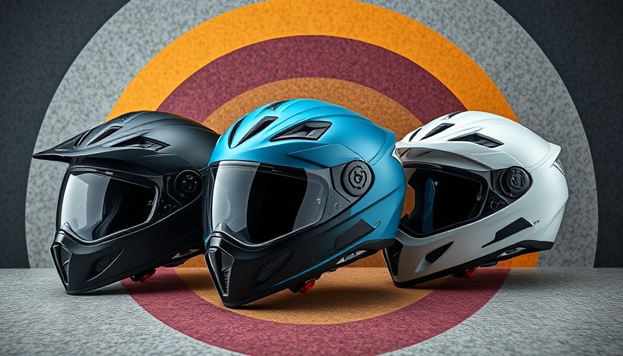 Modern bike helmets in stylish design on colored background.