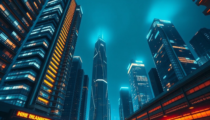 A luminous urban skyline highlights GPS challenges in cities.
