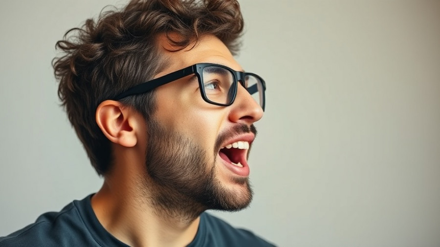 Curly-haired man wearing black glasses, speaking on stage.