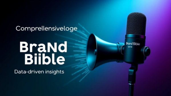 Futuristic branding concept with megaphone and microphone conveying AI generated content SEO insights.