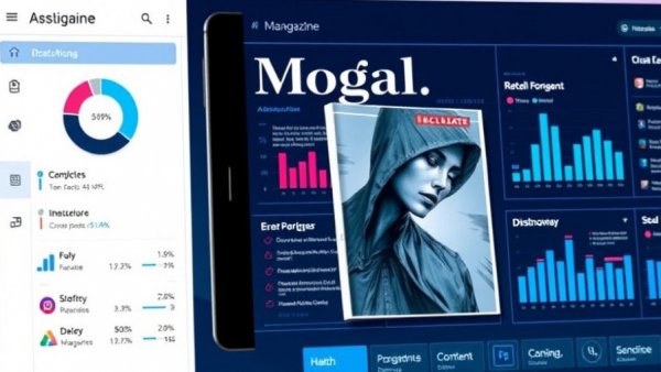 Magazine and dashboard design exemplifying brand modernization strategies.