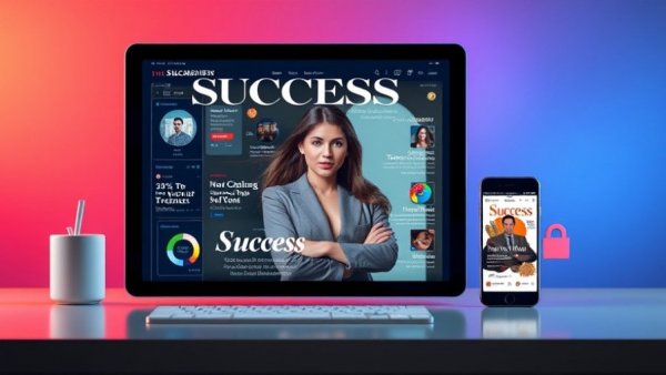 Multi-device display with Success magazine cover promoting AI Deep Search in Google Finance.