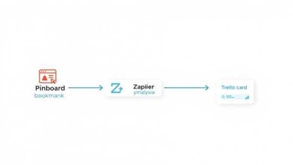 Automation workflow diagram with Pinboard, Zapier, Trello.