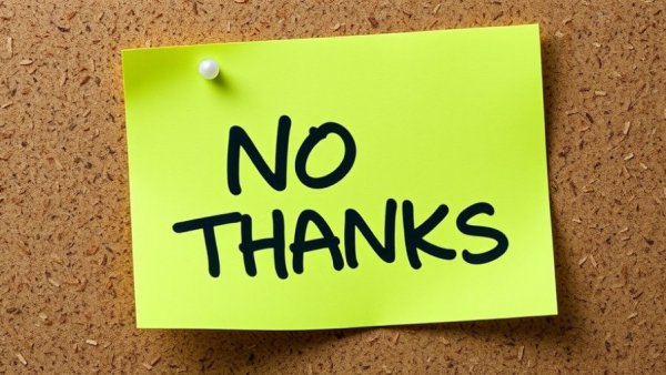 Green sticky note saying no thanks on corkboard, AI insurance risks.