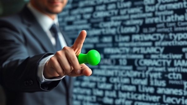 Symbolic depiction of Grok AI privacy risks with businessman and data.