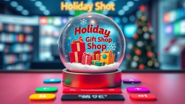 Facebook Marketplace Holiday Gift Shop ad with festive graphics and QR code.