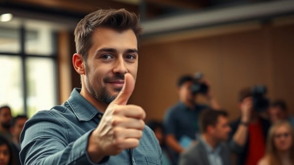 Confident speaker gives thumbs-up during event; ChatGPT Mobile App Consumer Spending.