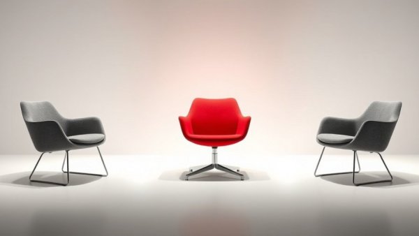 Digital marketing interview questions concept with spotlighted chair arrangement.