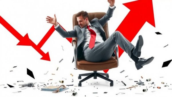 Businessman falling amid downward arrows, symbolizing Google Zero crisis.