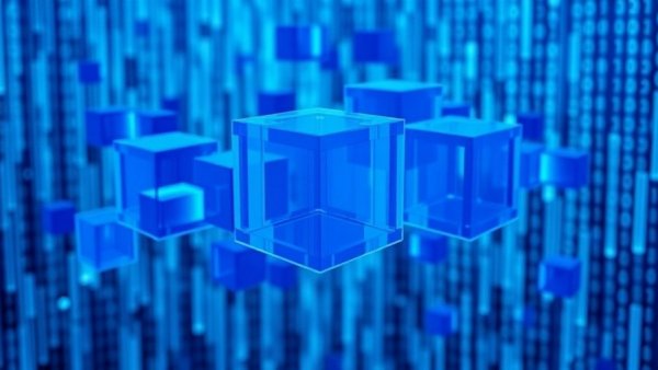 3D blue cubes representing Google TurboQuant impact on search engines.