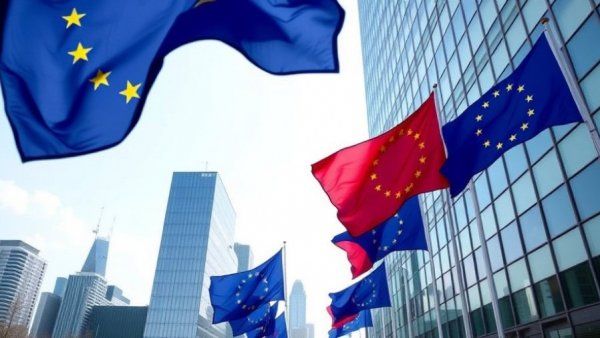 EU flags representing AI nudification apps ban in the EU.