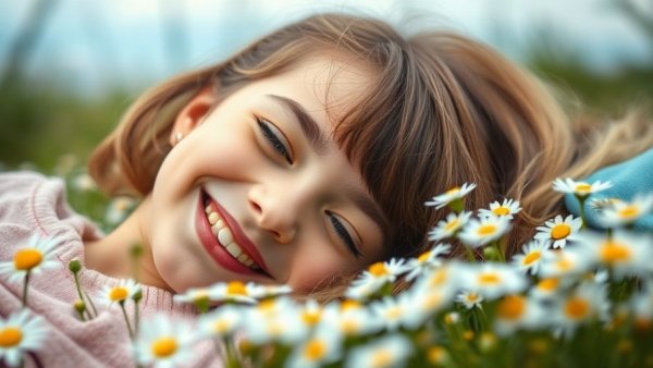 Pinterest Ad Campaign Encourages Offline Living with girl in daisies.