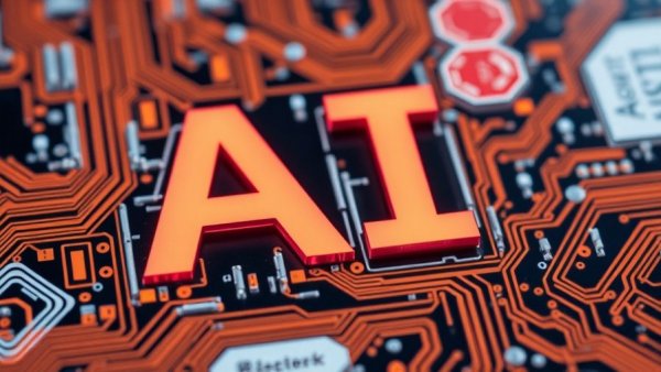 AI technology with circuit board on vibrant background