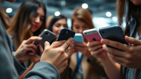 Teens on smartphones reflecting social media restrictions.
