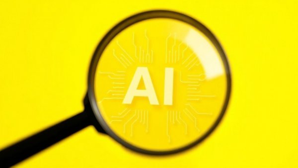 AI citation patterns represented with magnified circuitry on yellow backdrop