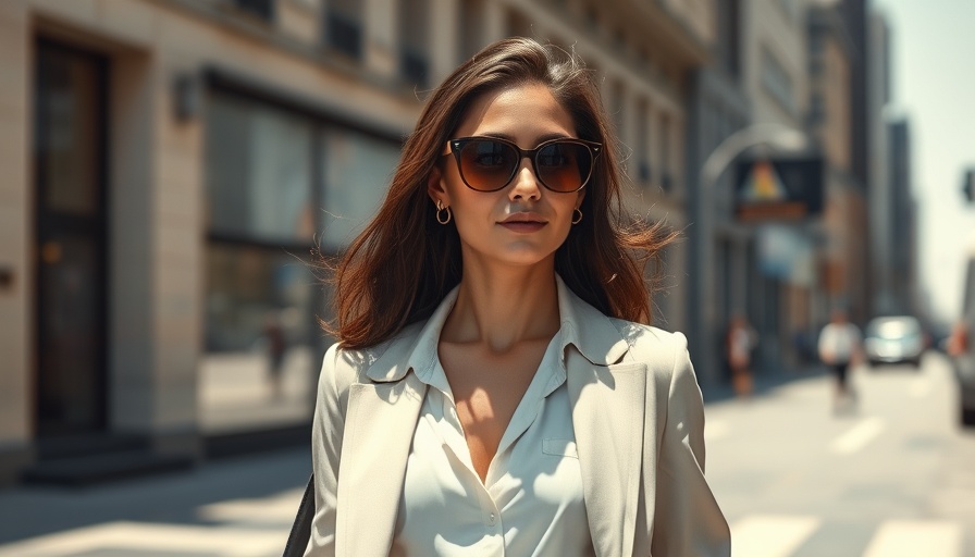 Stylish woman walking in urban setting, open-source AI