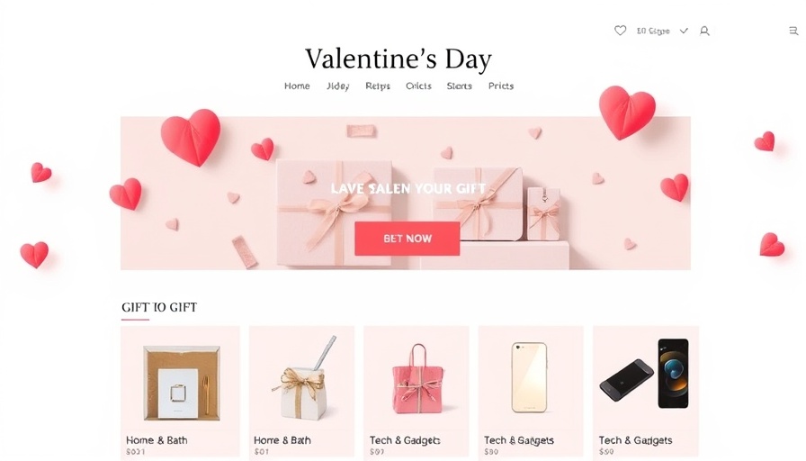 Valentine's Day gift selection call to action interface