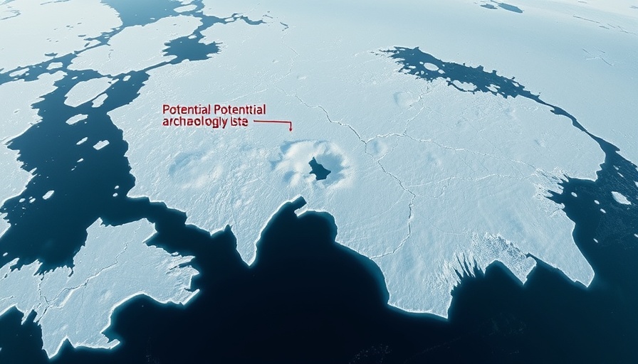 Infrared aerial view highlighting arctic discovery site.