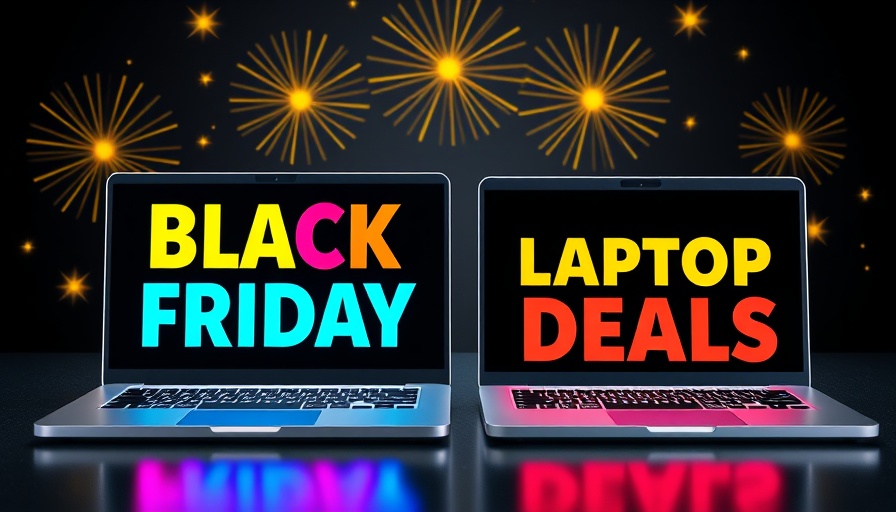 Colorful Black Friday laptop deals announcement.