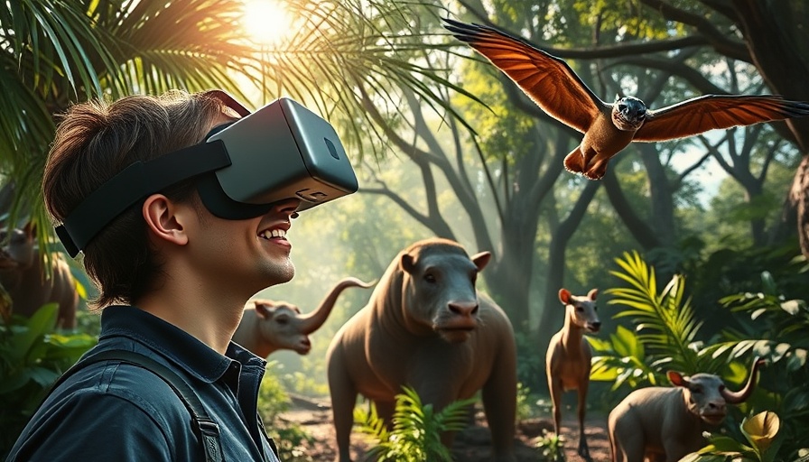 VR animal behavior experience in a jungle with virtual creatures.