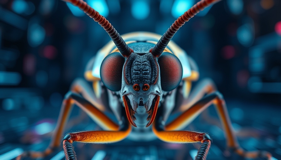 Futuristic insect in virtual reality environment.