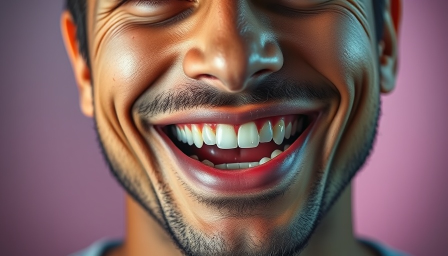 Bright close-up of a smiling man missing a front tooth.