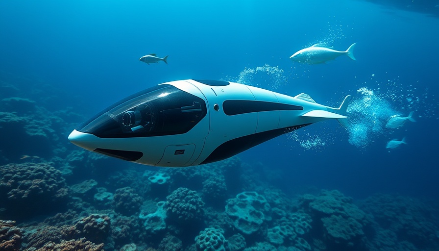 Futuristic aquatic robotic device exploring deep ocean waters