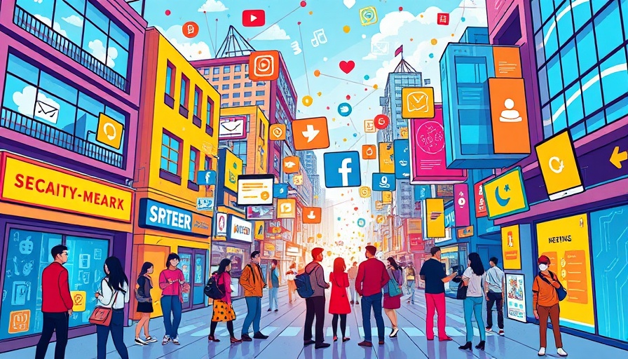 Colorful digital scene depicting Instagram engagement with icons and people.