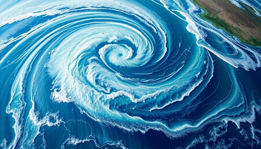 Satellite view of swirling ocean currents highlighting heat vulnerability effects.