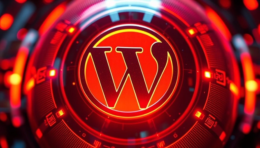 WordPress security concept with futuristic glowing logo