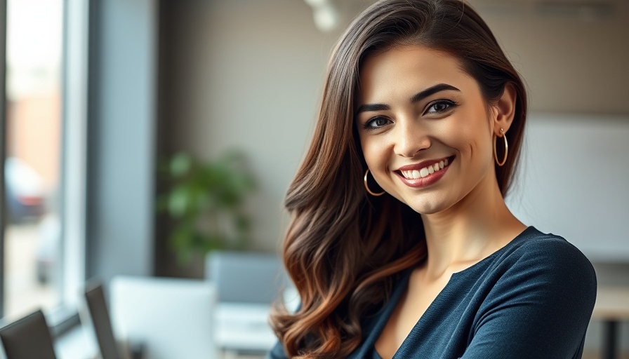 Leadership program ad featuring a smiling woman, Erin Andrews